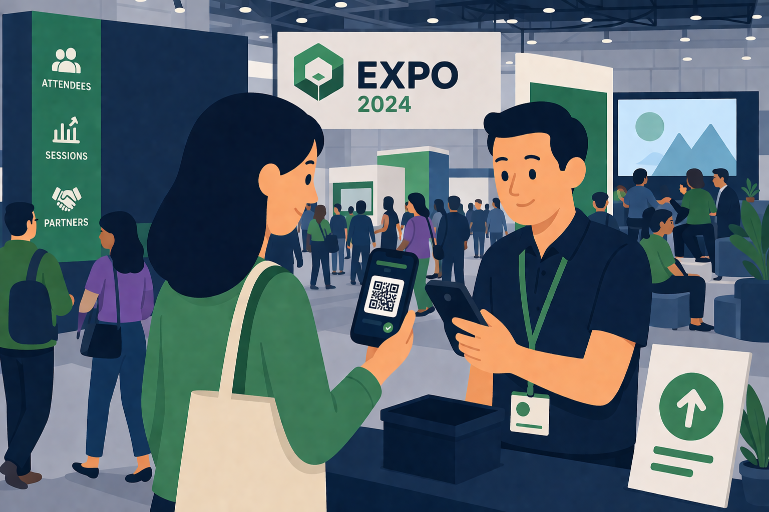 Enterprise expo check-in illustration